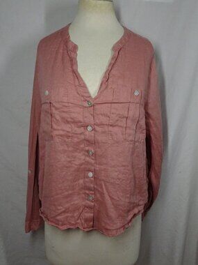 Isaac Mizrahi New York Button Up Top 100% Linen Size XL